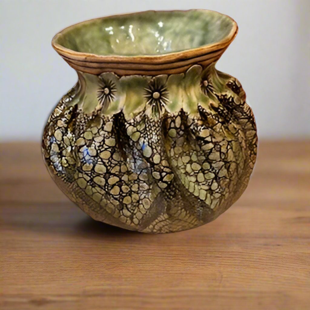 Gathered Pouch Vase with Coil - Kathy Jeffers